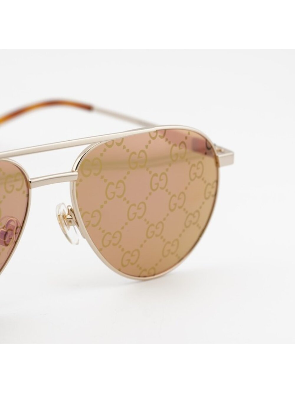 Gucci GG1679S 002 Sunglasses Shiny Gold Aviator Frame,Yellow with GG Logo Lenses - Picture 5 of 10